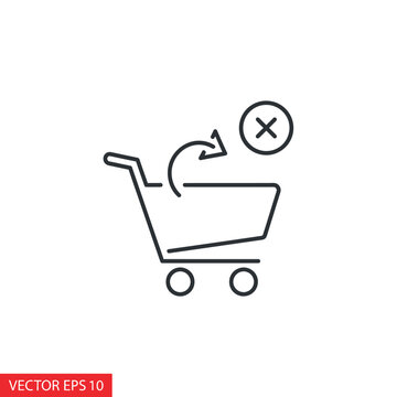 Cancel order icon. Shopping cart, return, and delete symbol.