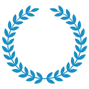 Blue laurel wreath symbol with achievement champion recognition medallion circular illustration