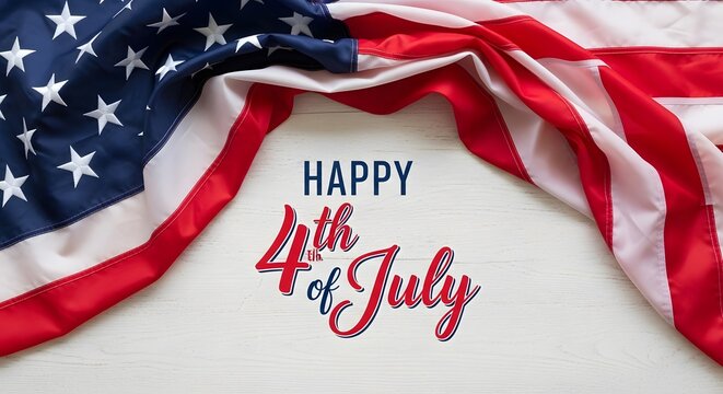 Independence day wooden background with american flag and festive typography