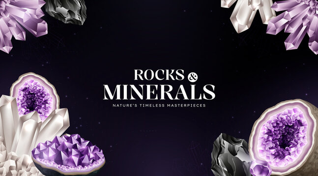 Realistic Rocks and Minerals Showcase Composition