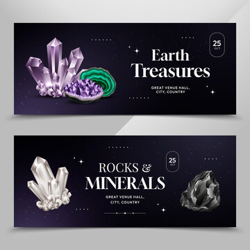 Rocks and Minerals Horizontal Banner Set