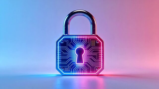 Cybersecurity padlock with circuit design