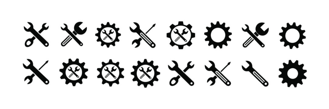 Repair and Maintenance icon collection featuring tools, support and service center symbols, vector illustration for technical and handyman concepts.