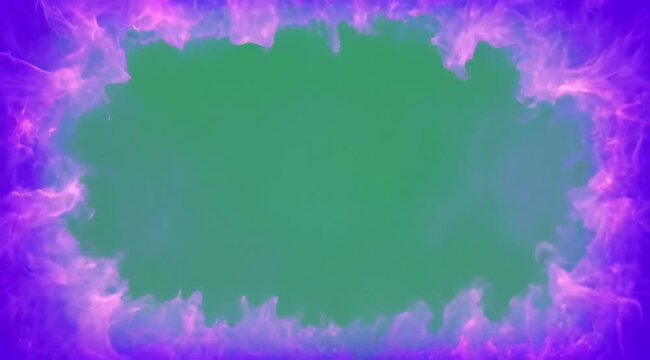 Abstract Purple and Pink Fire Border Frame Effect on Green Screen Background Dynamic Energy Swirls Fiery Glowing Edges