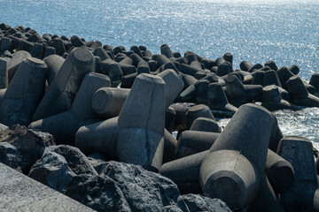 Obraz premium Close Up of Tetrapod Breakwater
