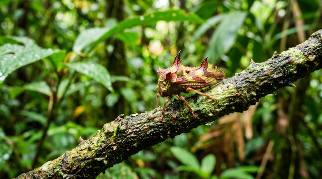 Rare thorn bug on rainforest branch
