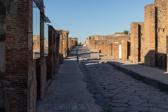 Exploring the streets of ancient Pompei in Campania, Italy where history remains visible through stone and brick
