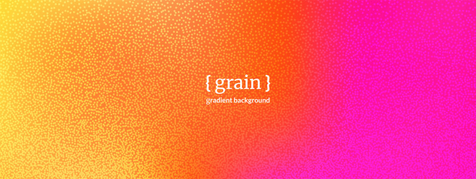 Grainy gradient texture. Sand dots gradation for indie beauty packaging and skincare branding with warm sunset tones. Stipple noise overlay with orange, magenta for cosmetic label, print vector design