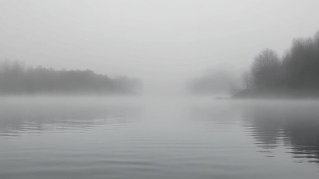 4K Pale Monochrome Mist Scene with Faint Water Reflection Minimalist Loop