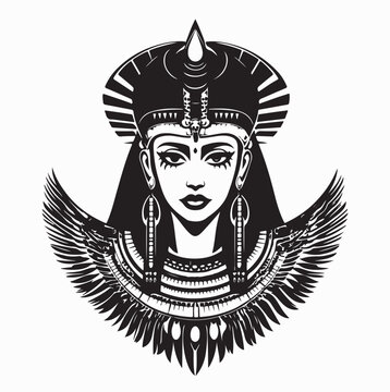 Stylized Egyptian Queen Cleopatra Portrait Vector Illustration for Ancient Royalty Design