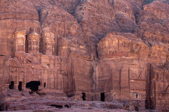 Corinthian Tomb and royal tombs complex in Petra, carved into the rock formations of Jordan