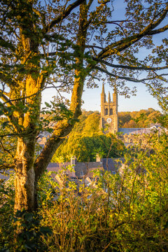 View of St John the Baptist Church during autumn in Tideswell, Derbyshire Peak District in England