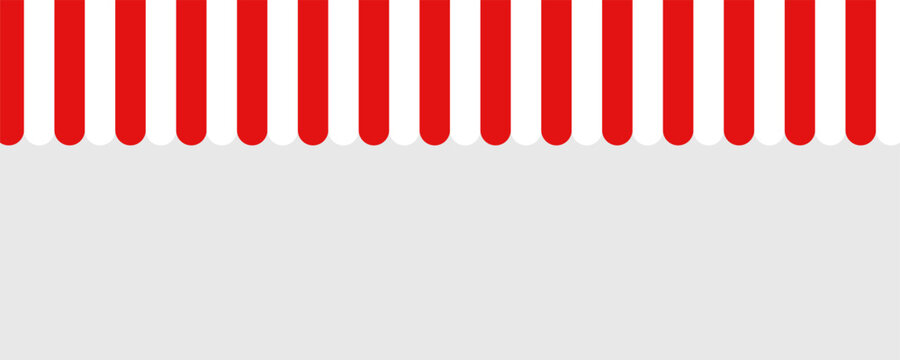 Red and white striped shop awning. Seamless vector illustration pattern.