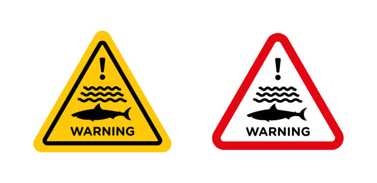 Shark warning signs vector graphics collection on white background