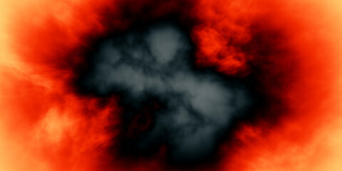 Abstract fire explosion background with red smoke and dark center. Hell or space nebula theme © bacsica