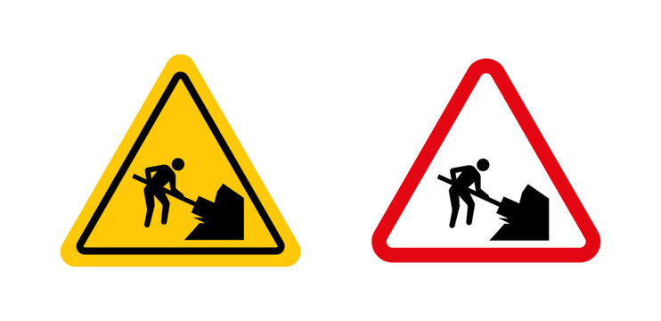 Under construction signs vector graphics collection on white background