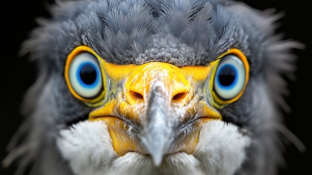 Close-up of bird's face, intense stare.  Possible use Nature, wildlife