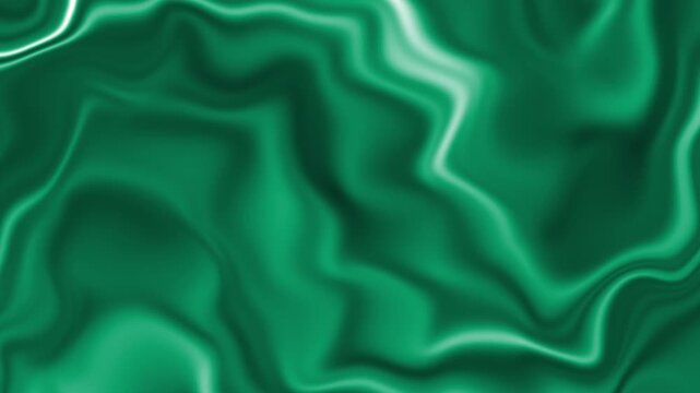 Flowing emerald satin waves ripple with soft, luminous grace. Light glows gently through the liquid silk, revealing smooth, organic curves