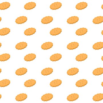 Round biscuit seamless pattern. Sweet cookies seamless pattern. Biscuit illustration background. Cookies pattern background. Crackers repeat illustration.