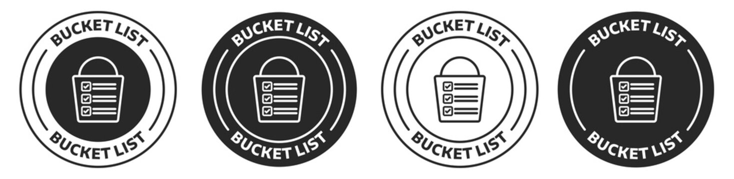 Bucket List Icons in Circular Design with Checklist Variations