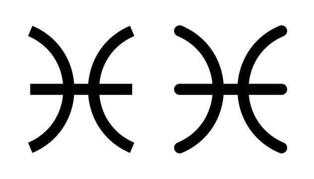 Pisces Zodiac Symbol Pair, Isolated on White Background