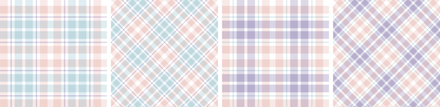 Plaid pattern set.tartan check fabric texture seamless pattern fashion design use for plaid fabric, flannel shirt, Background for garments textile. 