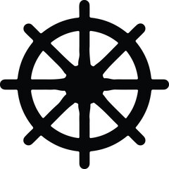 Obraz premium Silhouette design of a nautical ship steering wheel vector