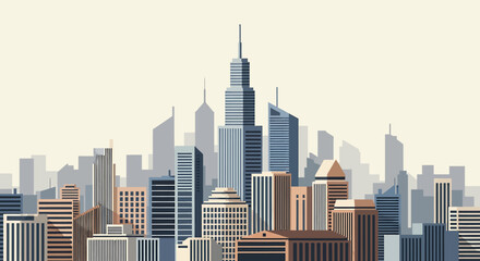 Obraz premium Cityscape Silhouette with Modern Skyscrapers and Urban Skyline.