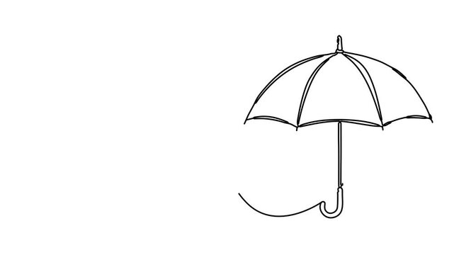 Continuous line art image of an umbrella.