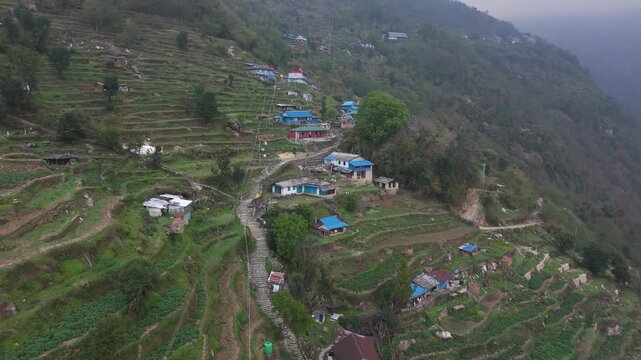 Early morning in the village of Ulleri in the Modi river Valley in Nepal on the way to Annapurna basecamp.
