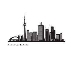 Obraz premium Toronto Canada Skyline Silhouette Simple Black and White Vector Illustration