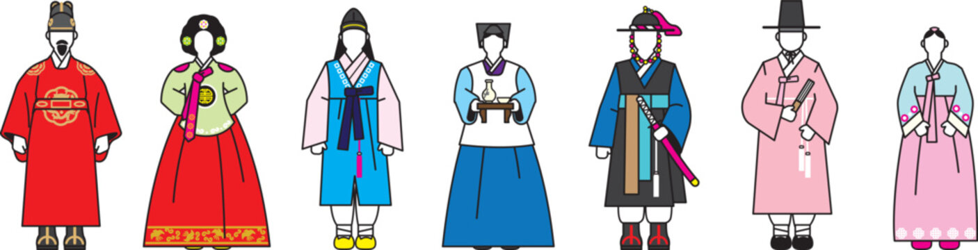 Beautiful Korean traditional dress Hanbok vector art