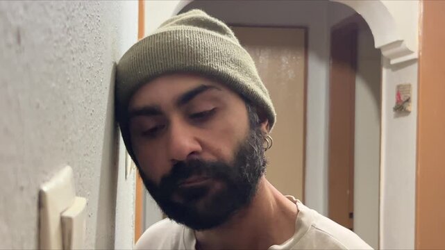 Man Embodying Borderline Personality Disorder Symptoms, Bipolar Turmoil, Deep Depression, Loneliness, Anxiety Crisis