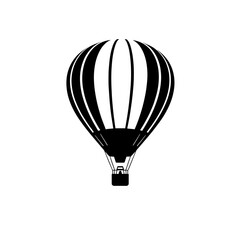 Naklejka premium Black and white vector illustration of a hot air balloon isolated on white background.