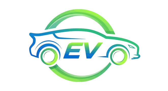 Modern green electric vehicle logo design with car silhouette