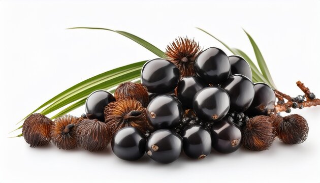 close up of saw palmetto berries isolated on a white background