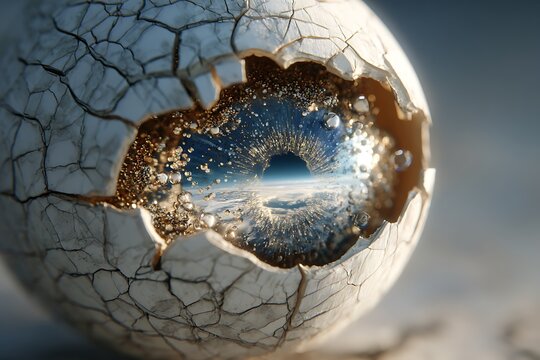 cracked egg revealling a tiny wold map