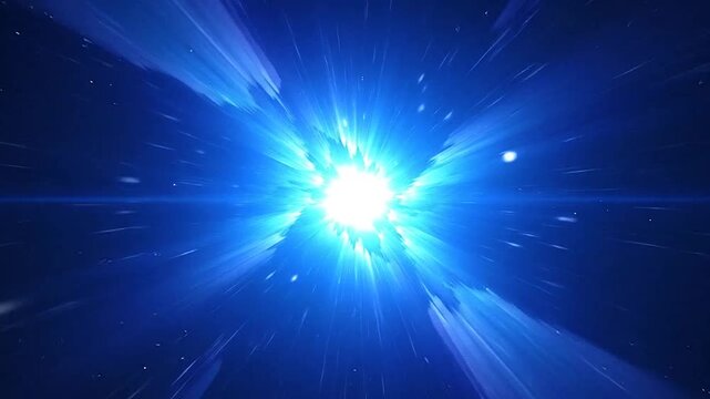 Abstract bright light burst with blue rays and a dark background. This is a generic design