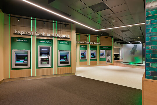 Interior of a Lloyds Bank branch in Manchester, United Kingdom