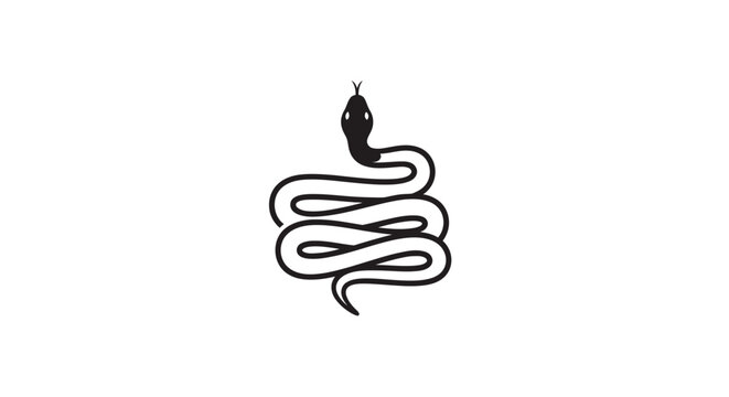 Coiled snake line art illustration on white background