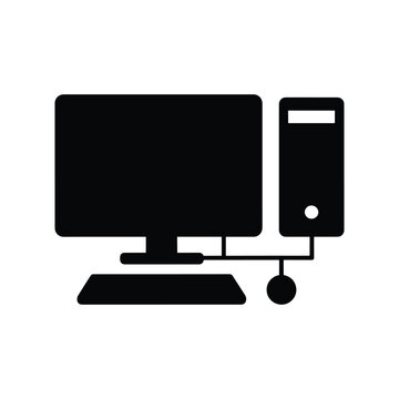 Desktop computer workstation silhouette icon