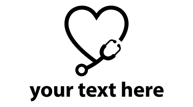 Medical symbol with heart and stethoscope.