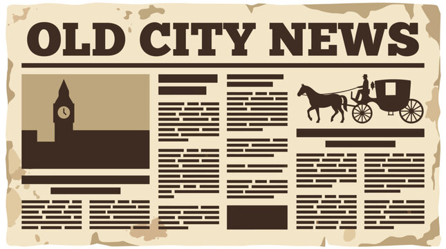 Vintage newspaper with old city news.