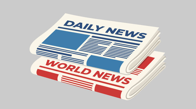 A stack of daily and world news newspapers.