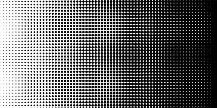 Grunge halftone gradient background. Faded grit noise texture. White and black sand wallpaper. Retro pixelated backdrop. Anime or manga style comic overlay. Vector graphic design textured template