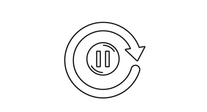 Pause button symbol in a repeating arrow, depicting a recurrent break.