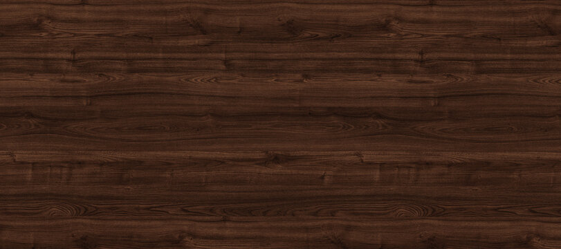 Dark walnut wood texture background, seamless brown timber grain pattern, elegant mahogany wooden surface for interior design and furniture 3D rendering