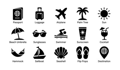 Fototapeta premium Beach travel and leisure icons arranged on white background