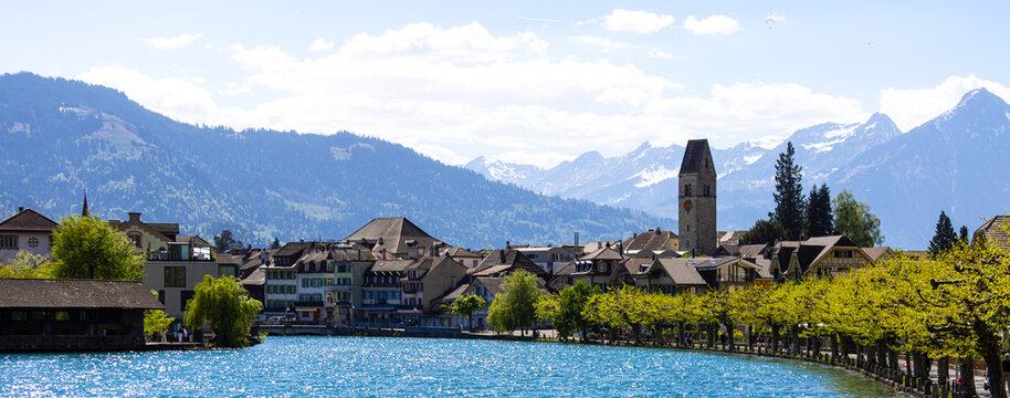 the swiss cityscape of interlaken panorama