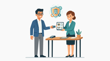 Fototapeta premium Business transaction with credit card payment and digital security concept vector style